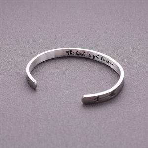 Letras grabadas <span class=keywords><strong>LO</strong></span> <span class=keywords><strong>MEJOR</strong></span> ESTÁ POR VENIR Acero inoxidable Nueva pulsera Personalidad DIY Diseño de comercio exterior - Product Image 3