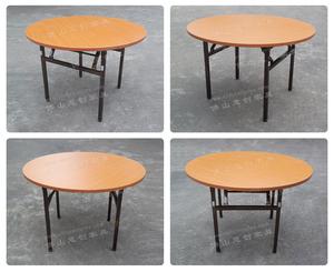 Hiện đại 5ft vòng bằng gỗ gấp bàn trestle khách sạn melamine hàng đầu cho ăn uống ngoài trời tiệc phòng khách làm bằng <span class=keywords><strong>MDF</strong></span> kim loại - Product Image 5