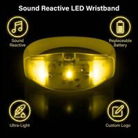 Bracelet LED jaune activé par le son, bracelet de fête en silicone ABS, bracelet lumineux clignotant pour concert, rave, DJ, événement