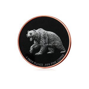 Moneda Conmemorativa Personalizada <span class=keywords><strong>de</strong></span> Cobre Fino .999 <span class=keywords><strong>de</strong></span> 1 Onza Troy, Diseño Toro y Oso - Product Image 2