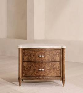 Meubles de luxe, meubles de chambre à coucher, tables de chevet en bois avec deux tiroirs en marbre naturel - Product Image 2