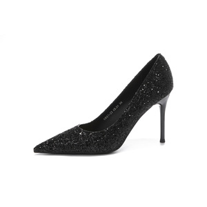 6681-23 Glitter <b>Black</b> <b>Pumps</b> Pointed Toe Stiletto Heel Super High Formal Shoes Party Wedding Dressy Wear - Product Image 5