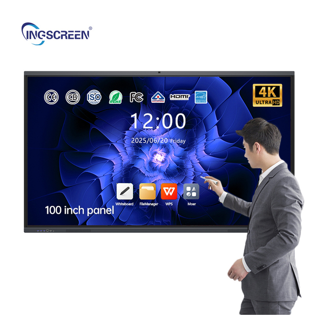 A Grade for 75" Interactive Flat Panel Meeting Room Whiteboard LCD with 4K Resolution 20/40 Touch Points 3-Year Warranty