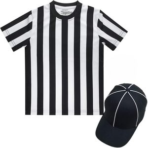 TopTie Ensemble d'arbitre de football pour enfants Chemise de sport et chapeau d'arbitre pour jouets de jeu de rôle - Product Image 1