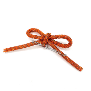 RE014 ホットセール ラインストーンボウブローチ ハンドメイド ラインストーンラウンドチューブロープボウノット 衣類用 - Product Image 4