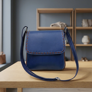Sacs à main décontractés en cuir véritable bleu pour femmes BS INTERNATIONAL – Tendance, personnalisables, durables, imperméables et légers - Product Image 1