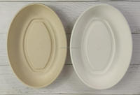 Bol à burrito ovale jetable sans PFAS de 32 oz, compatible micro-ondes, avec couvercle 236x169mm, en bagasse, compostable, pour la restauration