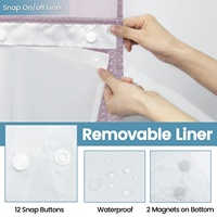 Rideau de douche sans crochets 100 % polyester imperméable 71" x 74" à motif gaufré, rideau de salle de bain de luxe avec doublure à clipser