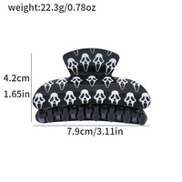 Pinces à cheveux en acrylique en gros pour Halloween, motif crâne, visage de fantôme de film d'horreur, pinces requin, accessoires de fête effrayants pour femmes et filles