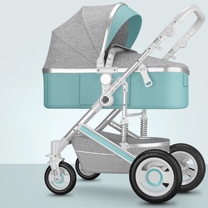 <span class=keywords><strong>Poussette</strong></span> bébé 3-en-1 pliable en tissu Oxford <span class=keywords><strong>avec</strong></span> cadre en alliage d'aluminium, absorption des chocs, design bidirectionnel, position assise-allongée réglable - Product Image 1