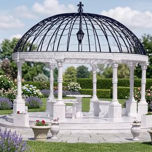 Gazebo Clásico Redondo para Jardín con Cúpula de Hierro Fundido y Columnas Blancas para Uso en Exteriores - Product Image 3