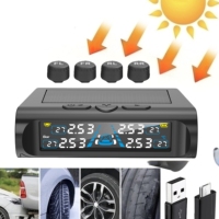 Sistema de Monitoreo de Presión de Neumáticos (TPMS) para Automóvil con Energía Solar, 4 Sensores Externos, Pantalla LCD Digital, 12 Meses de Garantía, Sin Programación