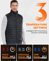 Gilet chauffant imperméable lavable léger pour hommes Freestyle hiver 8 zones de chauffage 3 niveaux de chauffage batterie incluse Ski