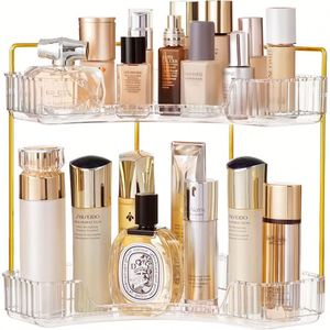 90 Degree 2 Tier Clear Acrylic <b>Corner</b> Bathroom Counter Cosmetics Perfume Makeup Organizer Holder Skincare <b>Storage</b> Tray - Product Image 3