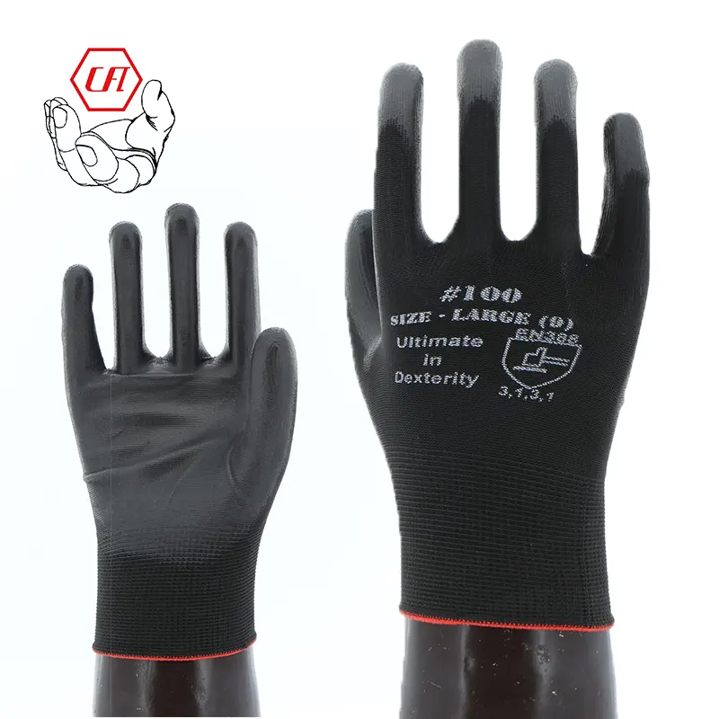 Custom Logo EN388 Safety Glove Polyester Pu Coated Work Gloves For General Purpose