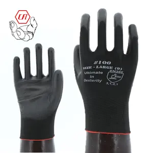 Vendita all'ingrosso guanti di sicurezza 1-Guanti da lavoro rivestiti in poliestere con guanto di sicurezza EN388 con Logo personalizzato per uso generale