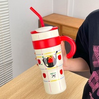 Gran oferta, taza aislada de paja de acero inoxidable de gran capacidad, taza Big Mac, taza Ice King, taza de agua, tapa de pared de acero inoxidable duradera