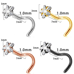 Piercing de Nariz en Forma de S de Acero Inoxidable con Zirconia en Forma de Estrella, Joyería Corporal de Moda para Mujer, Disponible en 4 Colores - Product Image 4