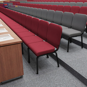 Chaise d'église rouge rembourrée en métal, empilable, avec étagère, pour banquets, auditoriums <span class=keywords><strong>et</strong></span> théâtres, vente en lot - Product Image 6