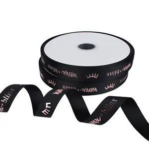 Custom logo ribbon wholesale 3-75mm silk wired ribbon wholesale grosgrain satin suppliers grosgrain ribbon