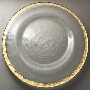 Platos de Cristal para Decoración, con Borde Dorado o Plateado, para Eventos Navideños y Bodas, 33 cm de Diámetro - Product Image 3