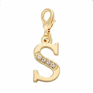 Jewelry Making Accessory DIY Metal Inlay Capital Alphabet A-Z 26 English Letters Charms With Lobster Clasp