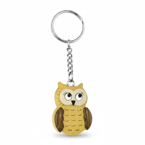 Portachiavi in legno a forma di gufo, mini design simpatico a forma di animale per chiavi e borse - Product Image 2