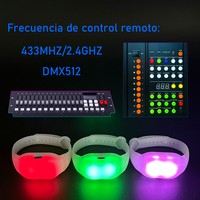 Bracelet LED promotionnel pour événements, contrôle DMX 433, 15 couleurs, réglable, souple, rechargeable, étanche