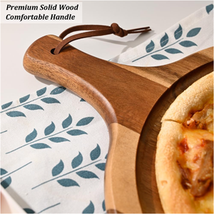 Natural Wooden Pizza <strong>Board</strong> Kitchen Bread Steak Tabletop Tray Pizza Serving Tray With Handle - Product Image 6