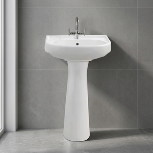 Oval Ceramic Hand Wash Basin With Full Pedestal Bathroom Sink For Home Hotel Sanitary Ware - Product Image 6