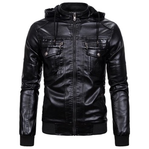 <span class=keywords><strong>Veste</strong></span> bomber <span class=keywords><strong>en</strong></span> <span class=keywords><strong>simili</strong></span> cuir PU pour homme Liu Ming Wholesale Winter avec capuche - Product Image 3
