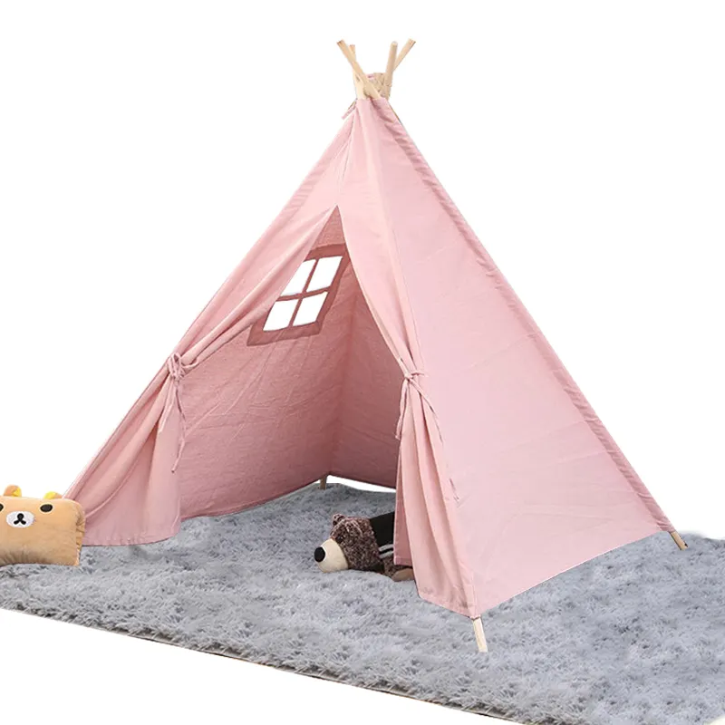 Tipi Tipi Tent Tent Huis Kids Indoor Outdoor Camping Speelgoed Tenten Grote Houten Indische Hoge Kwaliteit Kinderen Roze Speelgoed Spelen