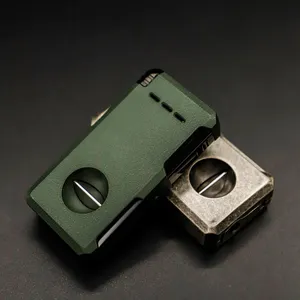 Luxury Smoking Windproof Double Flame Butane Refillable Cool Lighters With Cigar V Cutter