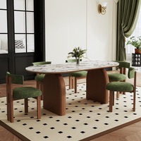 Table à manger de style crème vintage français petit appartement maison Internet-célèbre ensemble de chaises en forme de roche ancienne