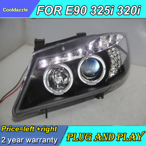Conjunto de Faros Delanteros con Ojos de Ángel LED para BMW E90 330I 320I <span class=keywords><strong>318i</strong></span>, Años 2005 2006 <span class=keywords><strong>2007</strong></span> 2008, E90 - Product Image 3