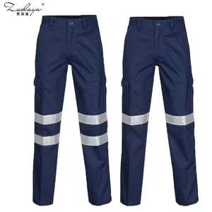 Hommes de haute qualité 100% coton vêtements de travail de sécurité réfléchissants pantalons de travail de protection pour les travailleurs de la construction