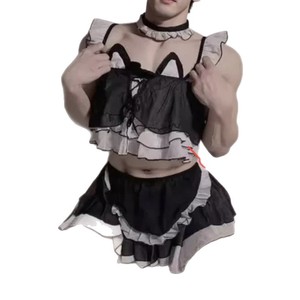 Nouvelle tenue de servant homme grande taille, uniforme de chat noir pour e-sport, lingerie séduisante et coquette, style crossdressing CD - Product Image 5