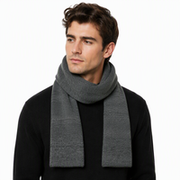 Écharpe longue pour homme en maille côtelée épaisse gris chiné, écologique et légère, mélange acrylique/nylon/laine/spandex, châle d'hiver