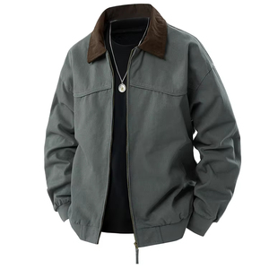 Giacca da Uomo in Cotone 100% Stile Workwear Americano Retrò con Risvolto, Vestibilità Ampia, per Commercio Estero all'Ingrosso, Autunnale ed Elegante - Product Image 1