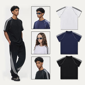 Ensemble deux pièces en coton tricoté 240 g/m², T-shirt basique oversize, style Hip Hop Streetwear, respirant, séchage rapide, pour activités de plein air - Product Image 6