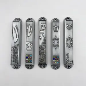 Casing Mezuzah Enamel Mezuzah Yerusalem dicat antik logam Mezuzah buatan tangan
