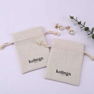 Sac à cordon en lin 100% personnalisé avec logo imprimé, emballage pour bijoux, épingles à cheveux, colliers, pochette en jute et lin - Product Image 3