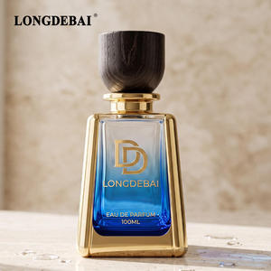 Botella de Perfume Elegante de Primera Calidad, 50ml 100ml, Botella de Perfume Vacía de Vidrio de Lujo con Marco Dorado y Tapa con Textura de Madera - Product Image 2