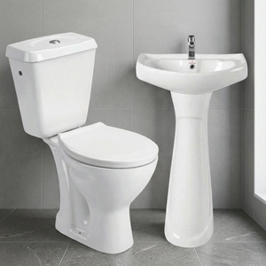 Ensemble WC et lavabo moderne en céramique avec combinaison de cuvette de toilette et de lavabo, prix de l'ensemble de salle de bain - Product Image 3