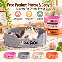 Lit pour chat convertible en feutre avec doublure en peluche, lit-caverne et lit-coquille multifonctionnel pour chat, nid d'intérieur pour animaux de compagnie, vente en gros
