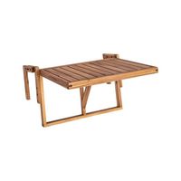Table pliante moderne en bois d'acacia avec rail suspendu pour repas et boissons en extérieur