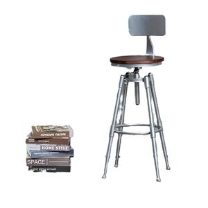 <span class=keywords><strong>Chaise</strong></span> <span class=keywords><strong>de</strong></span> <span class=keywords><strong>bar</strong></span> <span class=keywords><strong>de</strong></span> style industriel rétro américain, pivotante, réglable en hauteur, en bois massif, avec dossier et accoudoirs en fer, pour la maison et les restaurants - Product Image 5