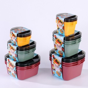Vuông 3-Piece setfresh phong cách lưu trữ Hộp nhà bếp kín thực phẩm <span class=keywords><strong>Container</strong></span> có nắp đậy PP lưu trữ Thùng nhà Tổ Chức Bộ - Product Image 2