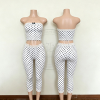 Nouvel Arrivage Ensemble 2 Pièces Femme : Haut Tube Rayé Décontracté et Capri, avec Bandeau Personnalisé, Tenue de Sport et de Détente