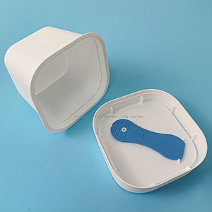 yogurt cup with Lid and Spoon 125ml <b>Plastic</b> Cup yoghurt Packaging cup Food Grade material square <b>Box</b> IML label printed - Product Image 5